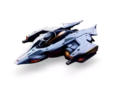 Scifi Fighter Starship White Guardian Low-poly 3D model