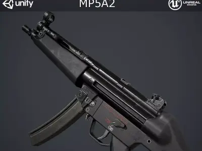MP5A2 gun Low-poly 3D model