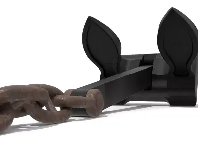 Byers Anchor with Stud Link Anchor Chain 3D model
