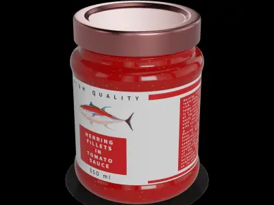 Herrings and herring products Herring Fillets in Tomato Sauce Low-poly 3D model