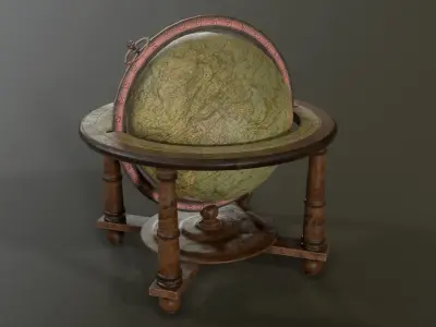 Antique world globe Low-poly 3D model