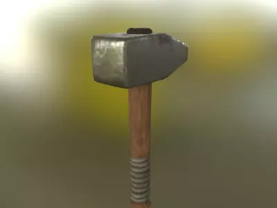 Iron Blacksmith Hammer - Low Poly PBR Game Ready Tool Prop Low-poly 3D model