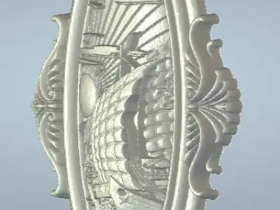 Ship 3D Relief CNC Carving Pendant Medallion Plaque Wall Art 3D print model