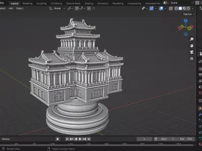 Chinese Zhongnanhai Palace Rook Chess Piece 3D print model