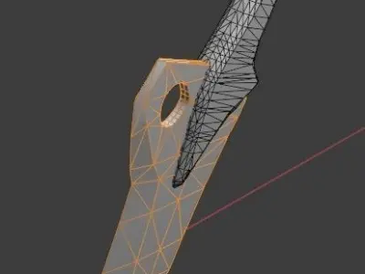 Gilded knife low-poly 3D model Low-poly 3D model