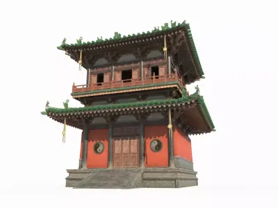 Ancient Asian Architecture Taoist Temple Attic 3D model
