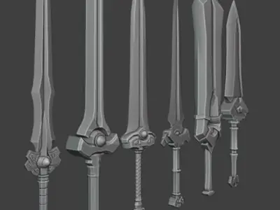 Low-poly swords Low-poly 3D model