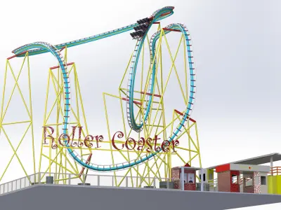High Detail Roller Coaster 3D Model  Real Scale Amusement Ride 3D model