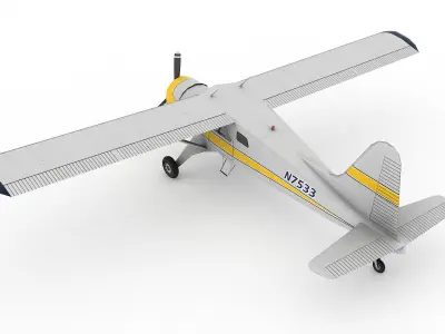 DeHavilland DHC-2 Beaver Low-poly 3D model