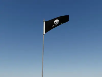 Danger flag  Low-poly 3D model