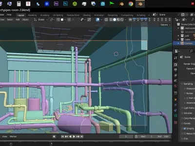 Pipes Room Scene 3D model