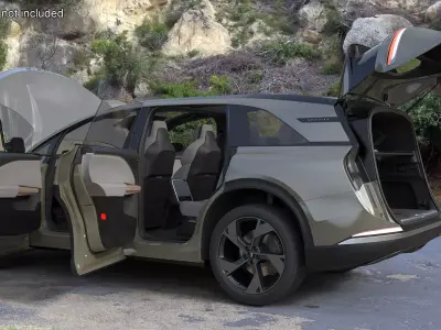 Lucid Gravity 2024 Electric SUV Olive Color Rigged 3D model