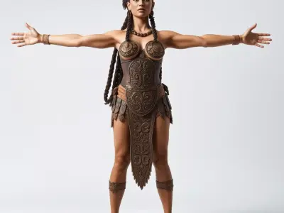 Warrior Woman Armor Model Pack with Detailed Metalwork Low-poly 3D model