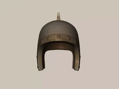 Chinese Rust Medieval Helmet - Character Design Low-poly 3D model