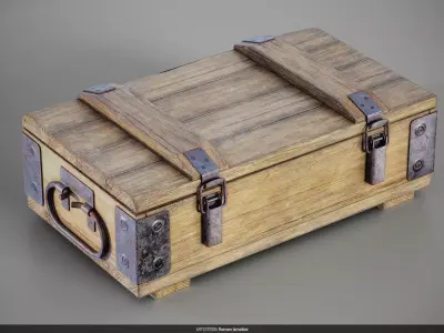 Wooden military ammo box case crate Free low-poly 3D model