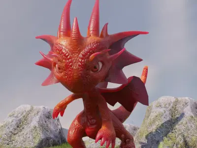 cute dragon Low-poly 3D model