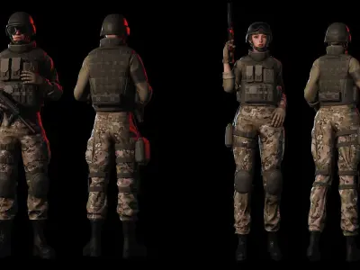 Rapid Fire Military Character - Medic Low-poly 3D model