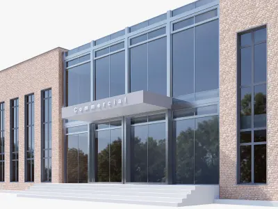 commercial building Low-poly 3D model 9
