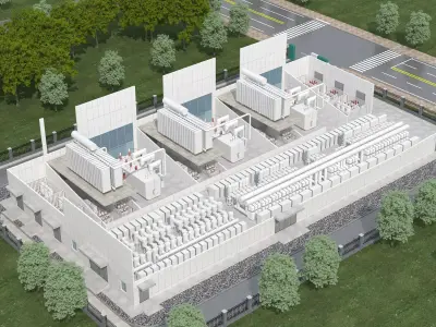 Electrical power substation-power station 3D model get
