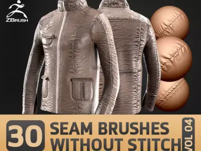30 Seam Brushes Without Stitch Fabric and Cloth VOL 03 3D model