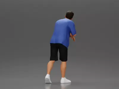 Stylish man leans casually in relaxed summer outfit stance 3D print model