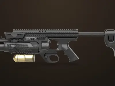 Grenade Launcher 05 Black All PBR Unity UE Textures Low-poly 3D model