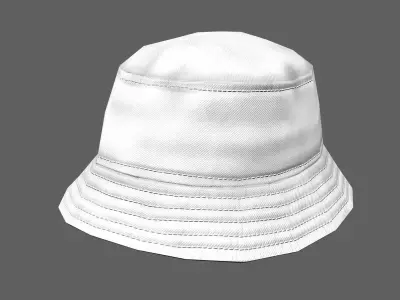 Bucket hat - white Low-poly 3D model