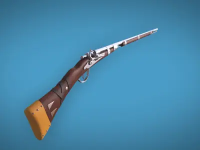 FlintLock Rifle  LowPoly Firearm 3D Model Low-poly 3D model