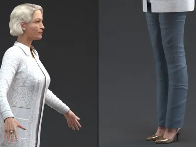 Elderly Lady in Casual Clothes T Pose 3D model