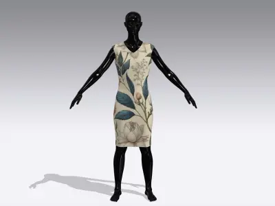 Female Cloth Dress Low-poly 3D model