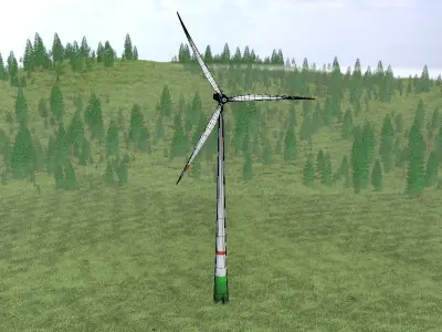 Wind turbine E1 H-160 RD 138 m Low-poly 3D model