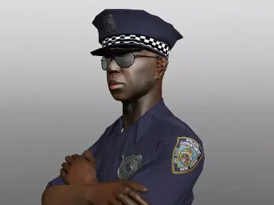 StreetCop police officer wearing sunglasses Low-poly 3D model