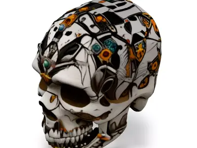 Cyberpunk Robotic Skull HighDetail Model Low-poly 3D model