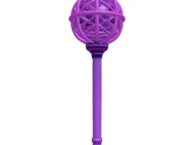 Neon Staff with Purple Energy Orb 3D model