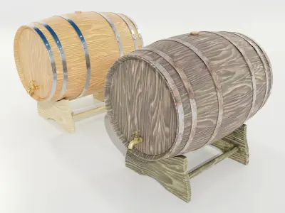 Wooden Barrels 3D model buy