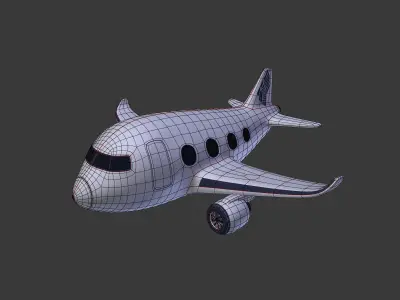 Cartoon Plane - Airliner Low-poly 3D model
