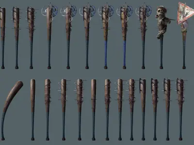 Baseball Bats Low-poly 3D model purchase