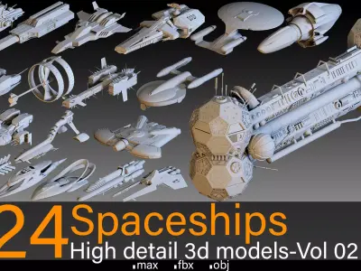 24 Spaceships- Vol 02- High detail 3d models 3D model