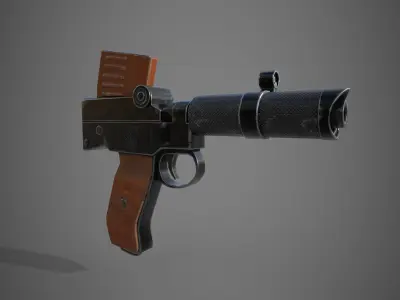 Pistol using a rifle ammo Low-poly 3D model