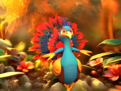 Vibrant Peacock Character model pack Low-poly 3D model