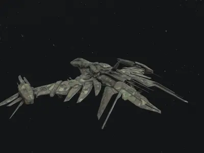 29Frigid-Affection-Fighter spaceship flying in night sky Free 3D model