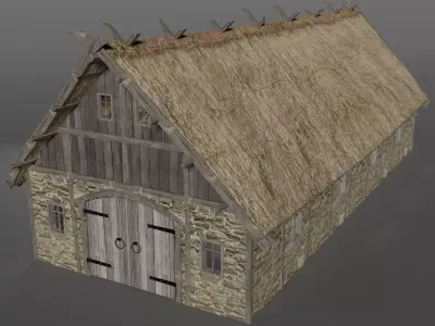 Medieval barn Low-poly 3D model purchase