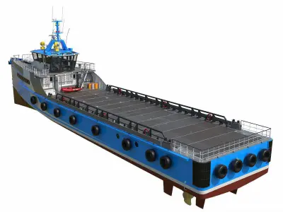 CREW SUPPLIER VESSEL Blue 3D model