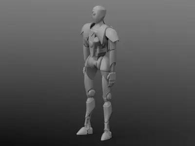 High-poly robot star wars character 3D model