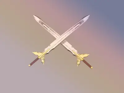 Gilded sword Low-poly 3D model