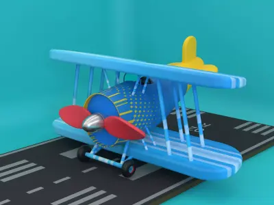 Cute Toy Plane 3D model