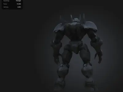 Dark Armored Robot Low-poly 3D model