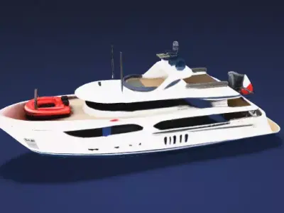 Stylized Modern Explorer Yacht Ship - 3D Model 3D model