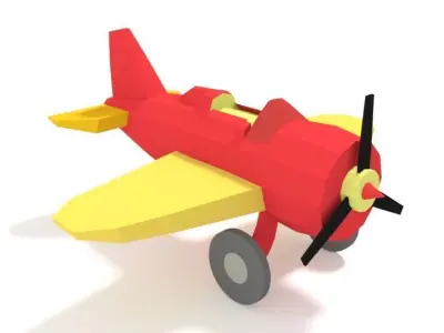 Low Poly Cartoon Airplane Toy Low-poly 3D model