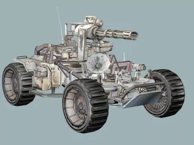 Post-Apocalypse Buggy Car I With Gunholder 3D Model Low-poly 3D model